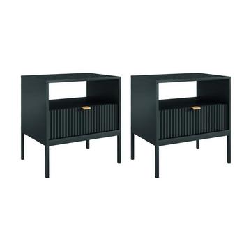 2er-Set Nachttische mit 1 Schublade & 1 Ablage - Schwarz - LIOUBA von Pascal Morabito