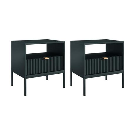 Vente-unique 2er-Set Nachttische mit 1 Schublade & 1 Ablage - Schwarz - LIOUBA von Pascal Morabito  