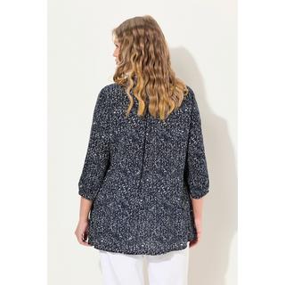 Ulla Popken  Blusa dal taglio svasato con punto smock, pallini, scollo a girocollo e maniche a 3/4 