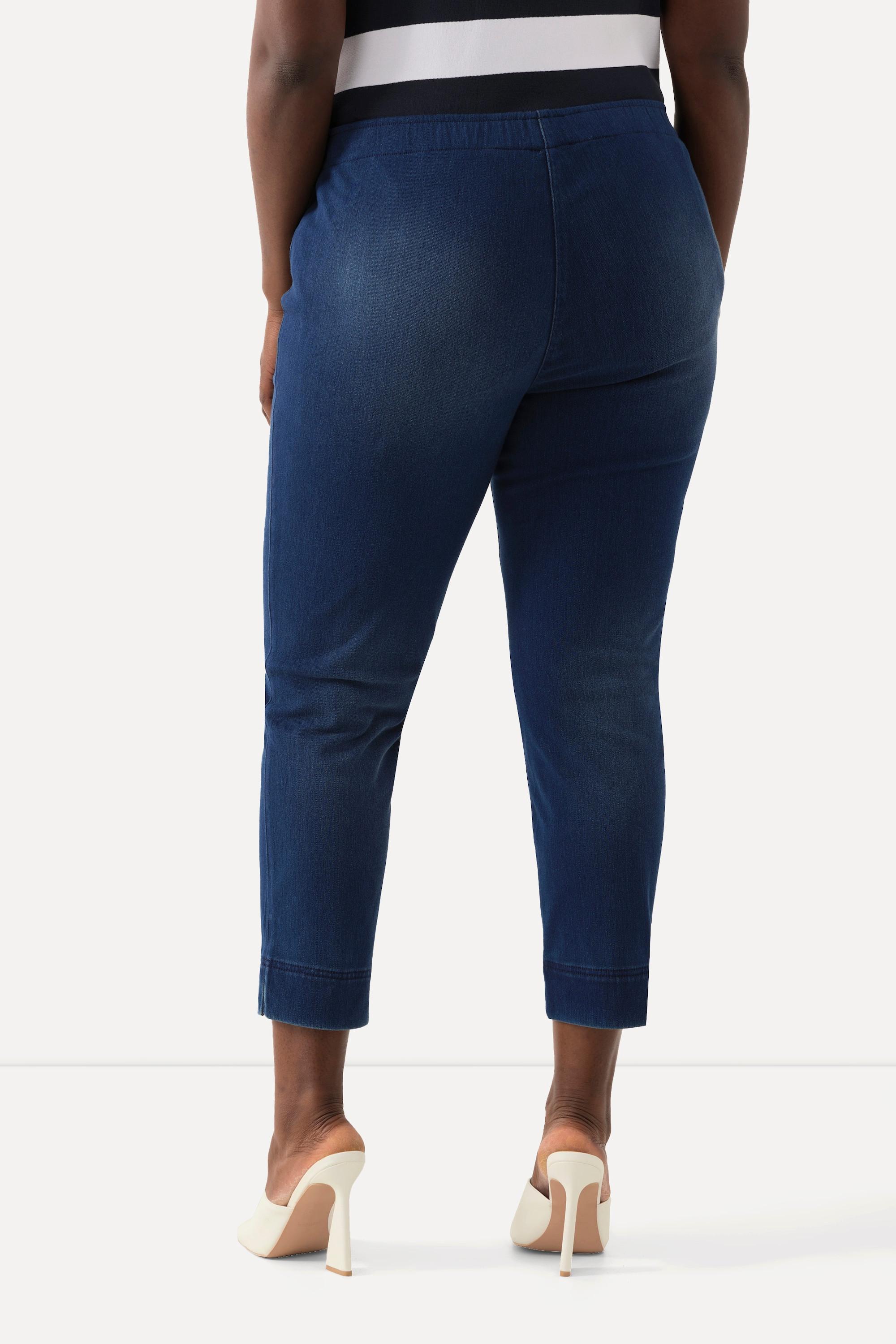 Ulla Popken Pantaloni Capri Sienna in jersey taglio aderente spacchetti sugli orli  