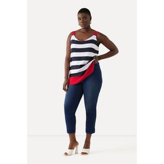 Ulla Popken Pantaloni Capri Sienna in jersey taglio aderente spacchetti sugli orli  