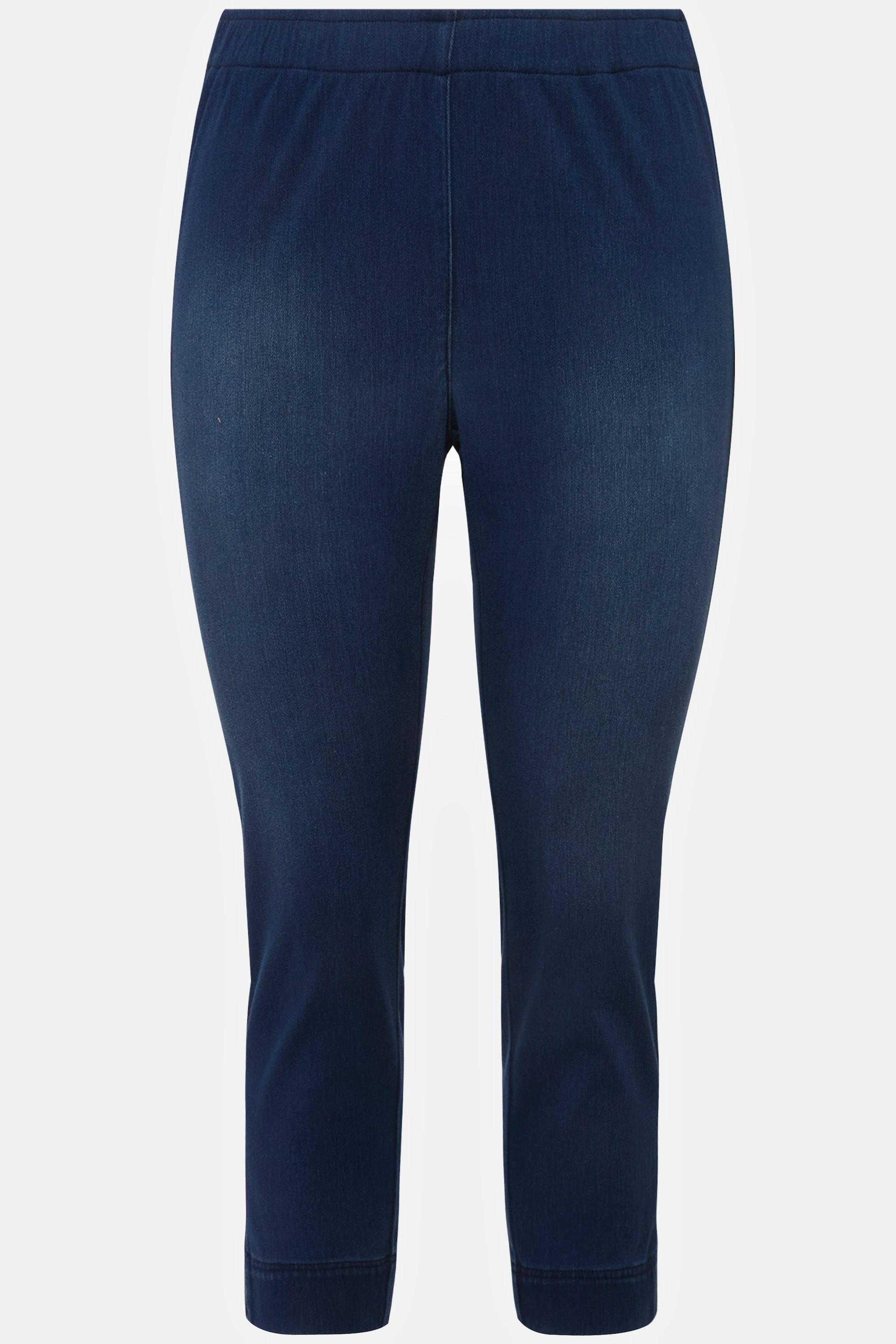 Ulla Popken Pantaloni Capri Sienna in jersey taglio aderente spacchetti sugli orli  