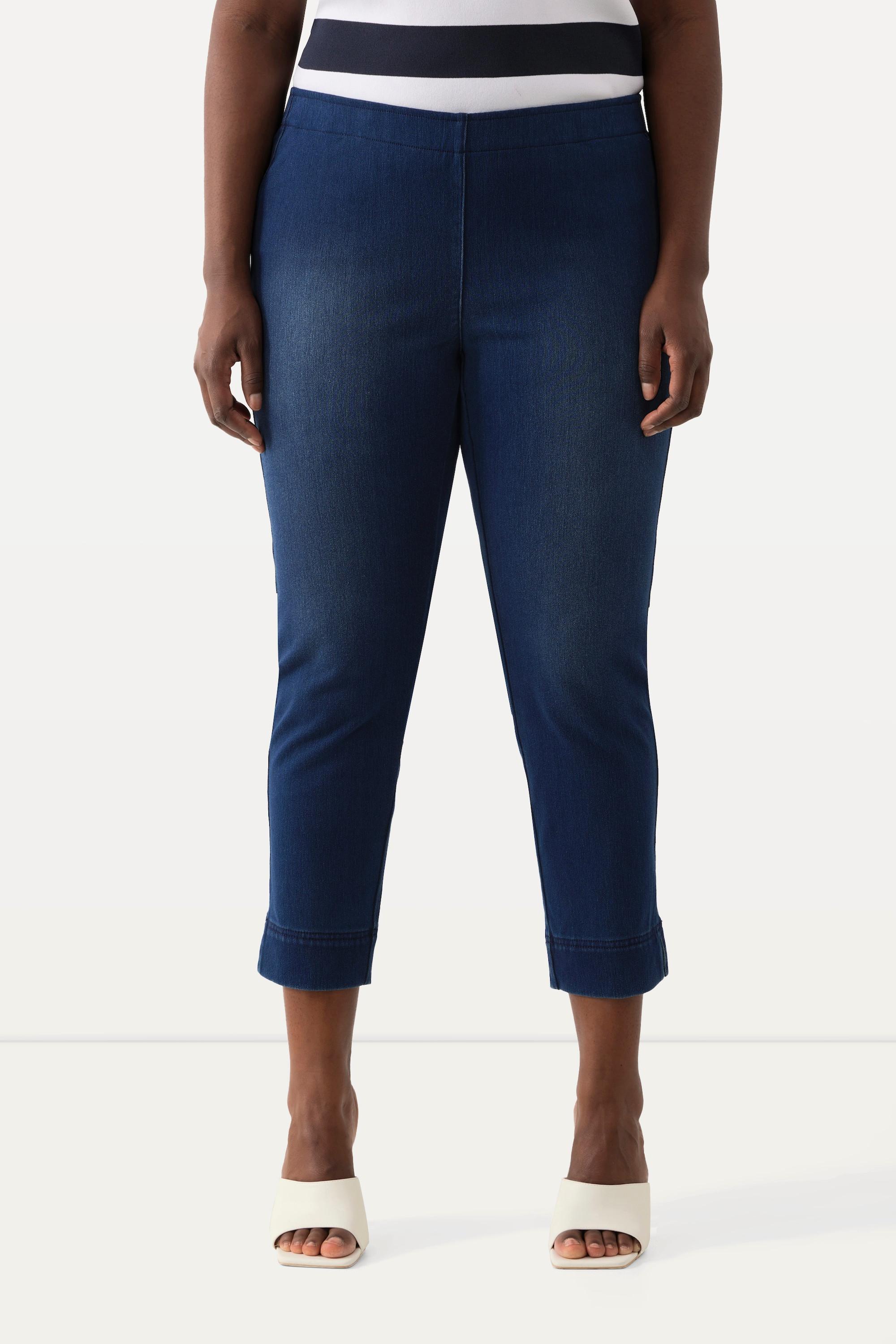 Ulla Popken Pantaloni Capri Sienna in jersey taglio aderente spacchetti sugli orli  