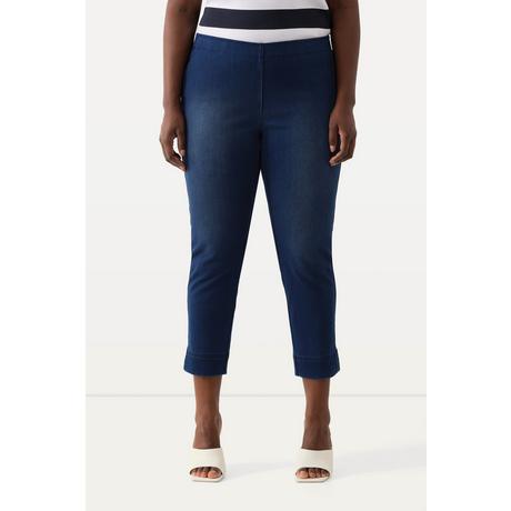 Ulla Popken Pantaloni Capri Sienna in jersey taglio aderente spacchetti sugli orli  