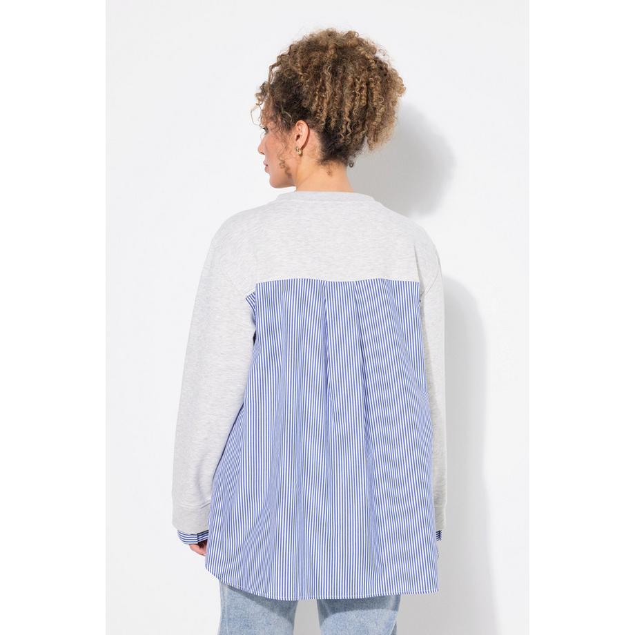 Ulla Popken Sweat-shirt 2-en-1 Col V Manches Longues  