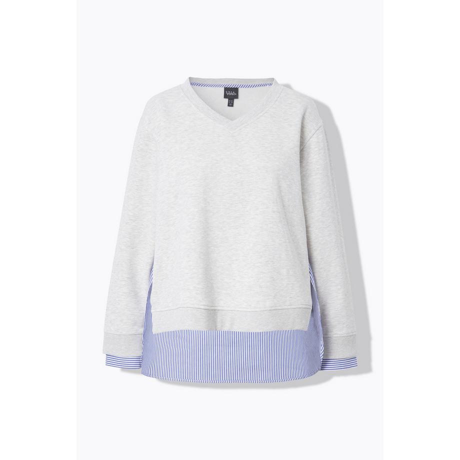 Ulla Popken Sweat-shirt 2-en-1 Col V Manches Longues  
