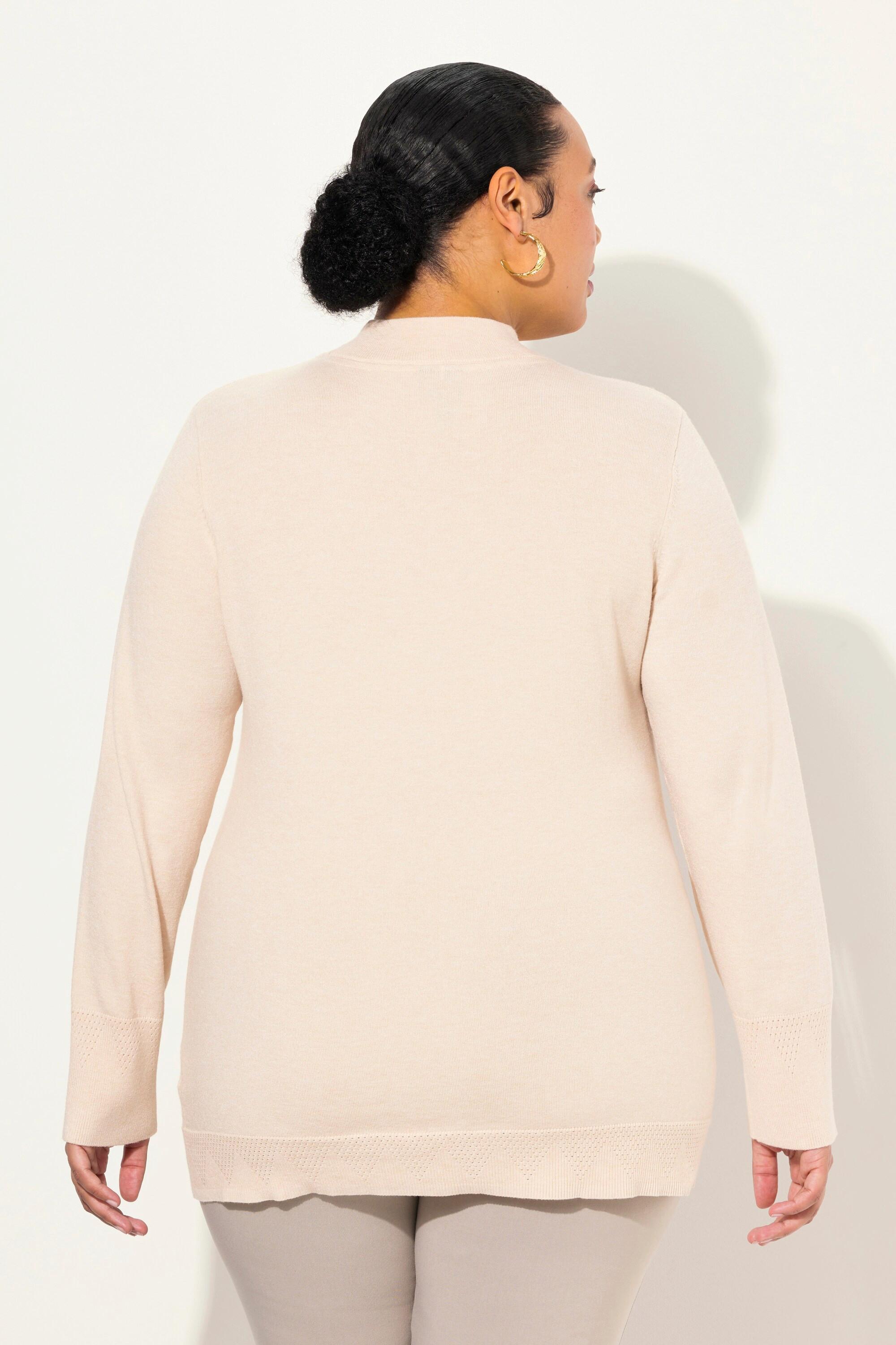 Ulla Popken  Pullover, Stehkragen, Langarm, Rippbündchen 