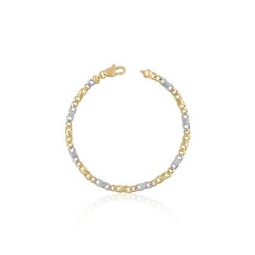 Bracelet Carrera bicolore jaune/blanc or 750, 22cm, 4mm