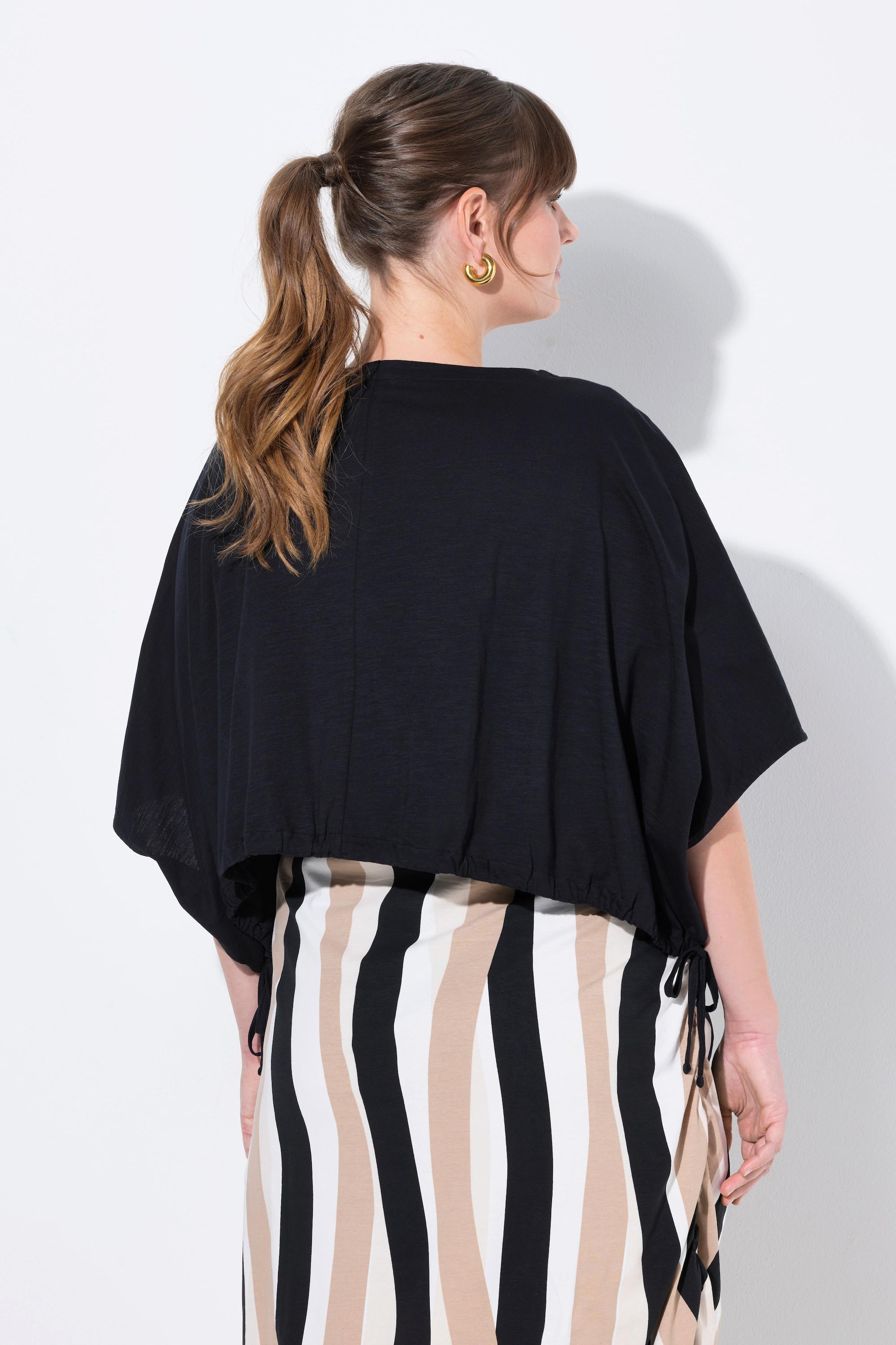 Ulla Popken T-shirt Bande Ourlet Col Rond Manches Courtes  