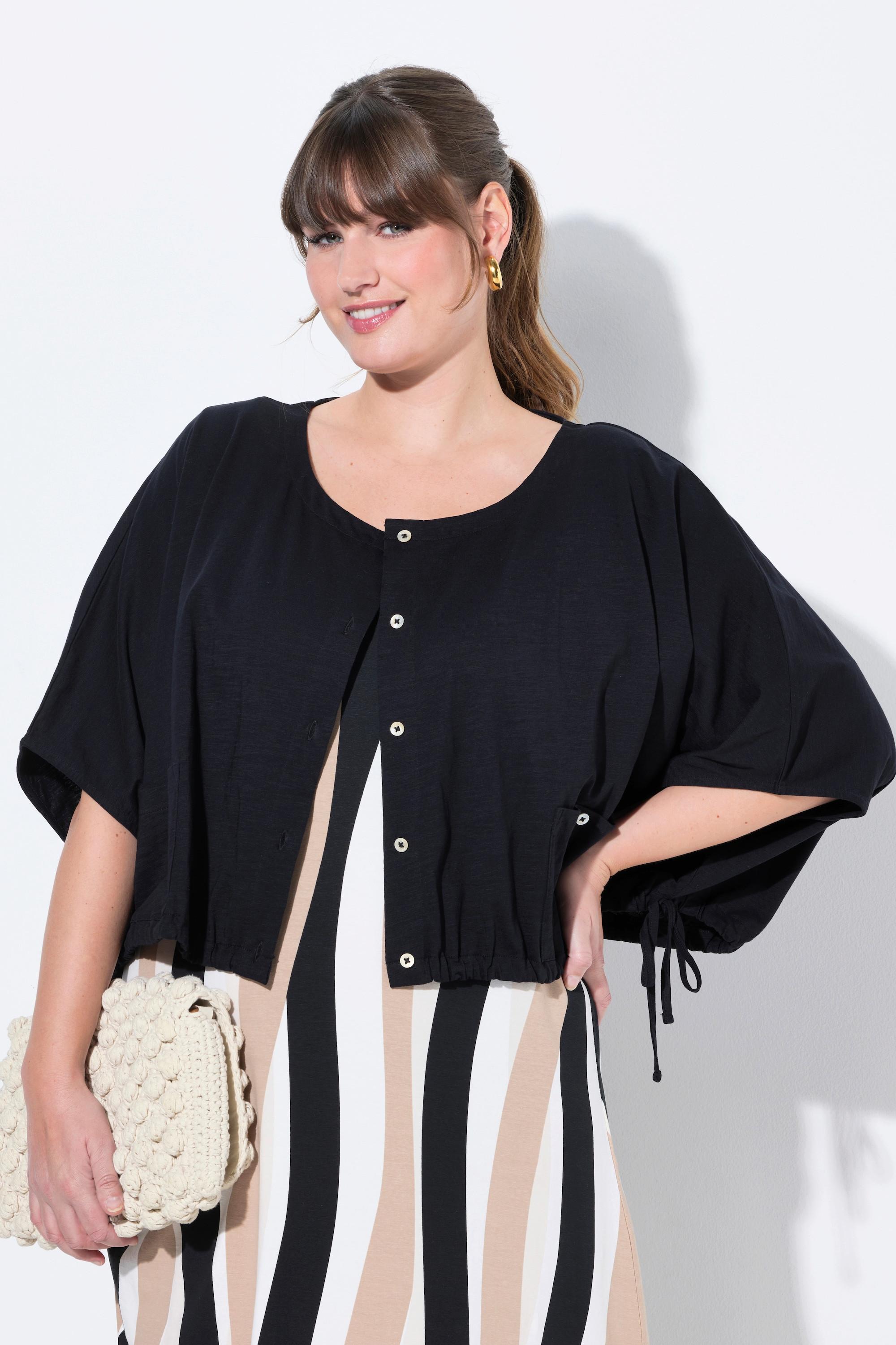 Ulla Popken T-shirt Bande Ourlet Col Rond Manches Courtes  