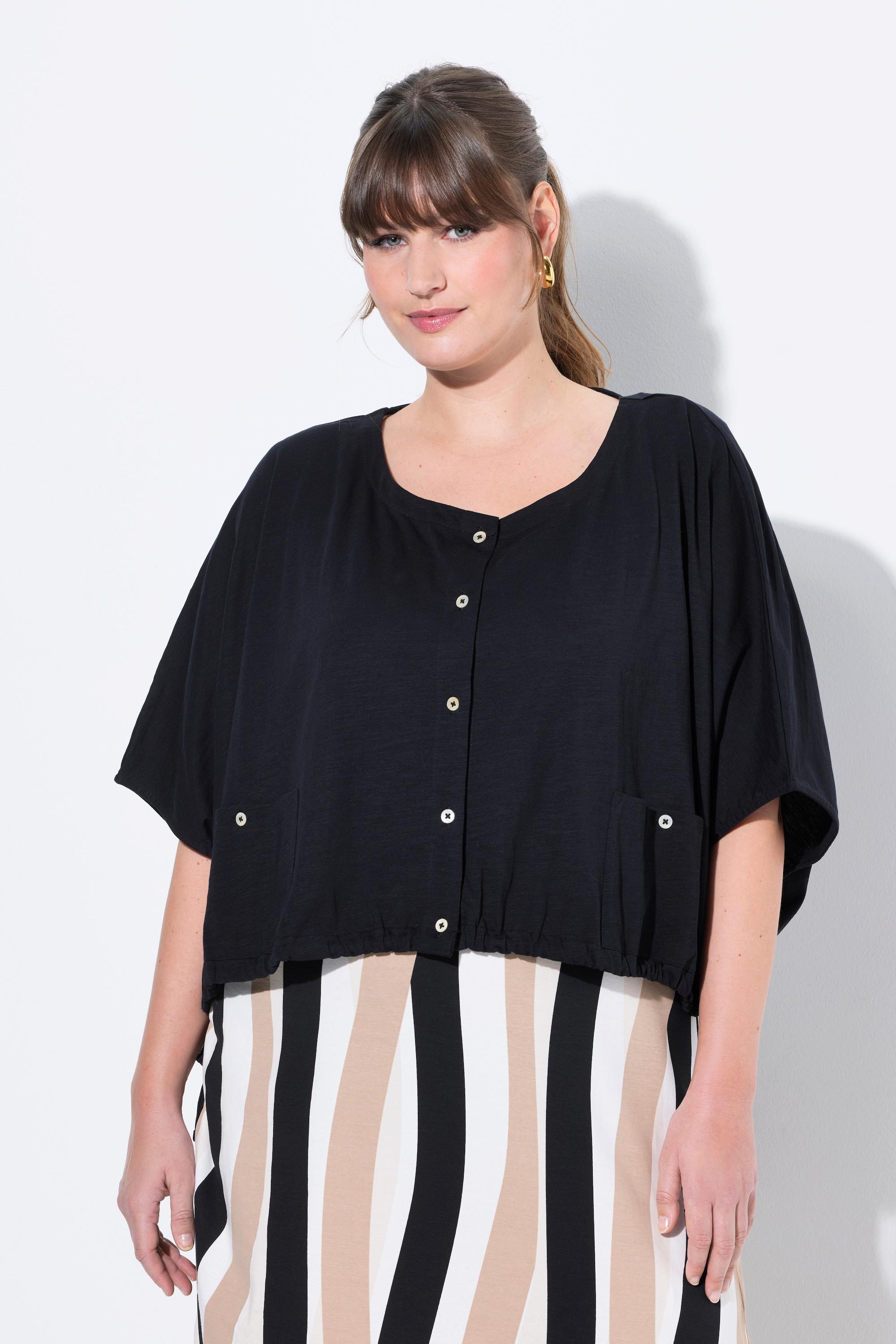 Ulla Popken T-shirt Bande Ourlet Col Rond Manches Courtes  