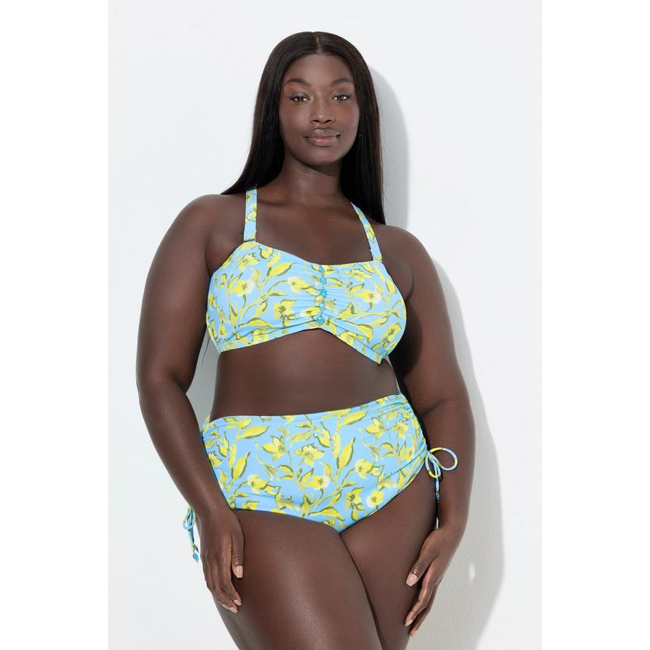 Ulla Popken Bikini à bretelles réglables rubans fantaisie imprimé fleurs  