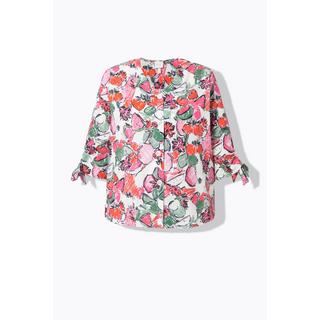 Ulla Popken  Bluse, Oversized, V-Ausschnitt, 3/4-Arm, Biobaumwolle 