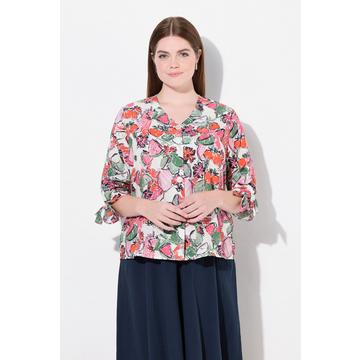 Bluse, Oversized, V-Ausschnitt, 3/4-Arm, Biobaumwolle