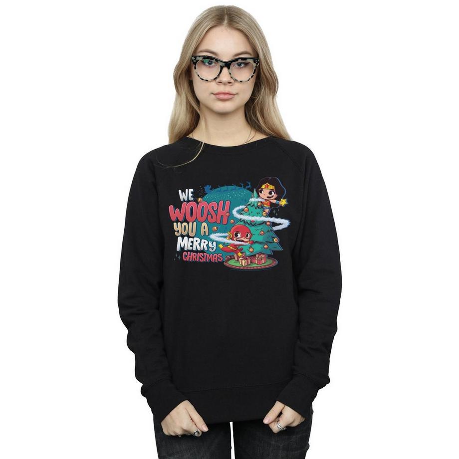 DC COMICS Super Friends We WHOOSH You A Merry Christmas Sweatshirt  