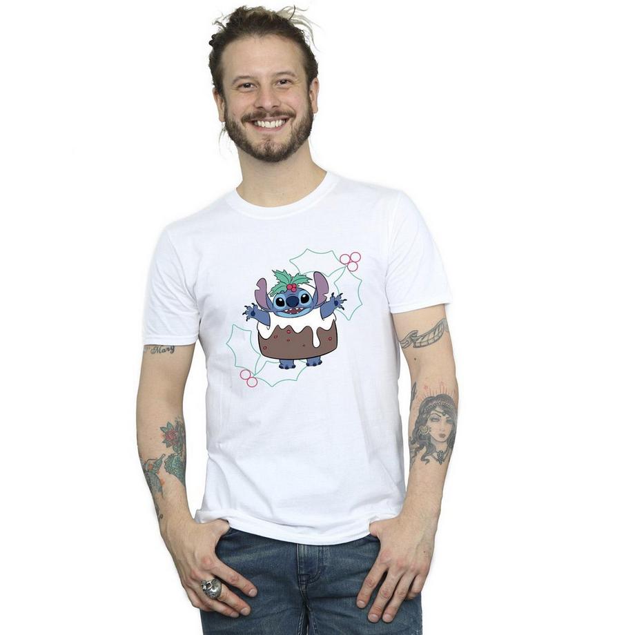 Disney Stitch Christmas Pudding T-Shirt Manches Courtes  