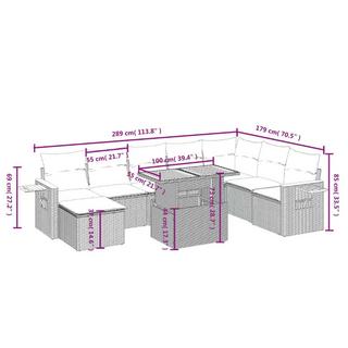 VidaXL Ensemble de canapés de jardin rotin synthétique  