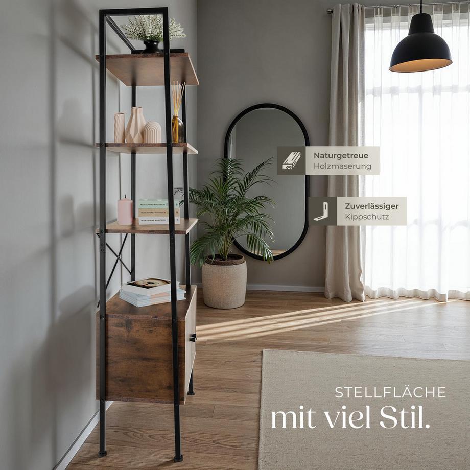 Tectake Étagère BRENTWOOD style industriel  