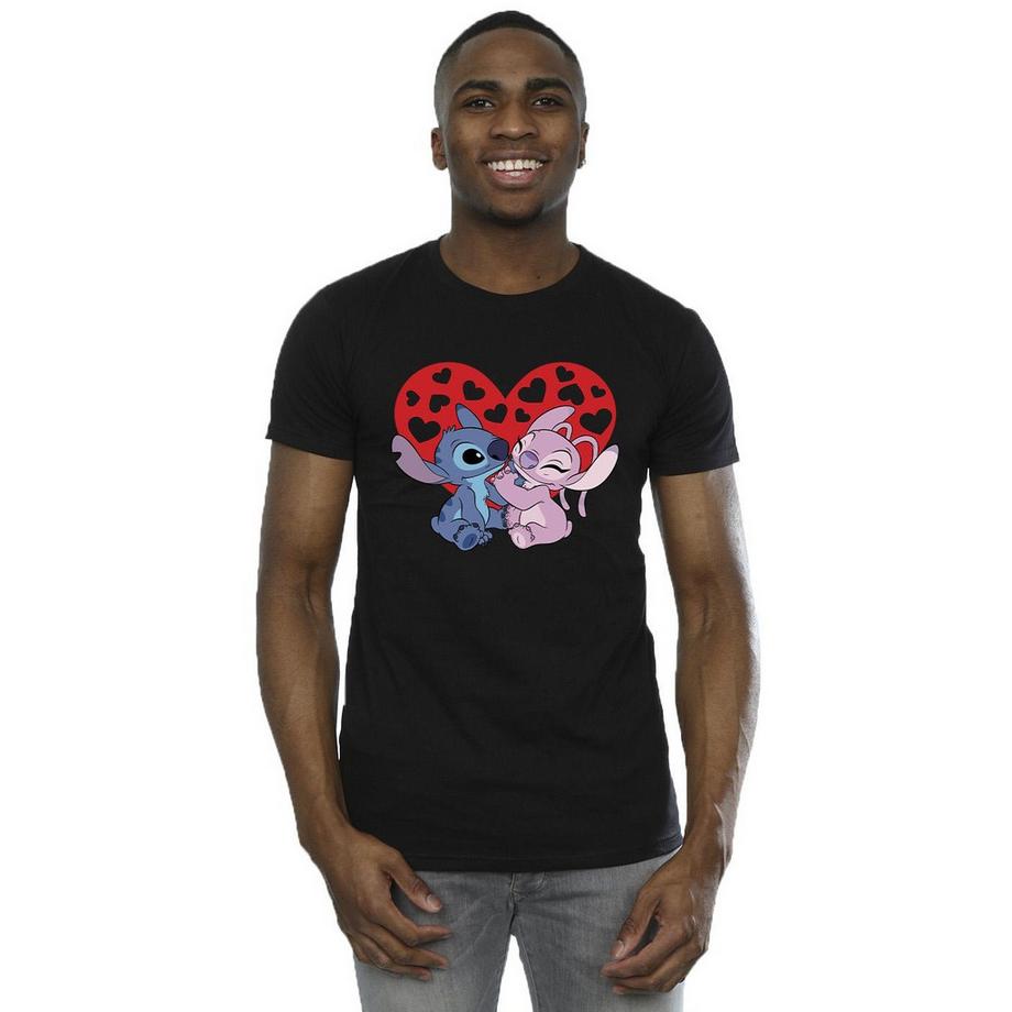Disney T-shirt Imprimé Cœur Stitch et Angel  