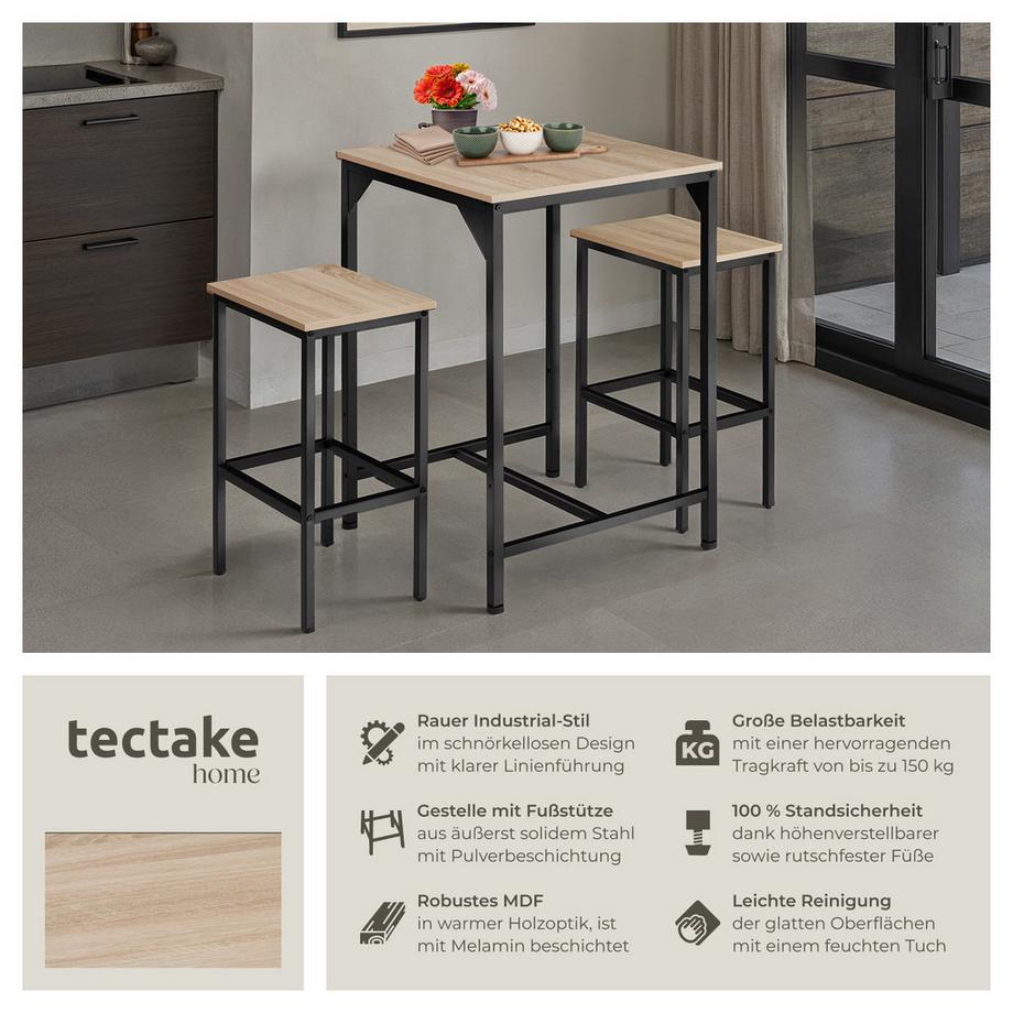 Tectake Ensemble de bar INVERNESS en 3 parties  