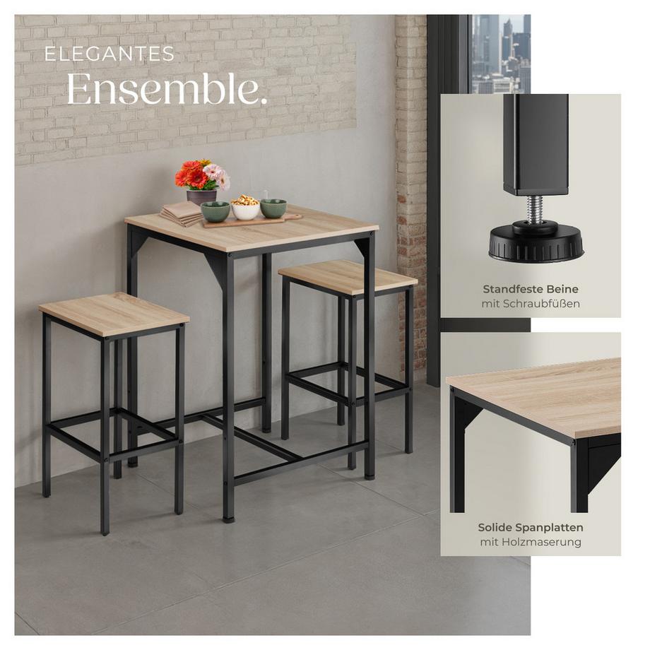 Tectake Ensemble de bar INVERNESS en 3 parties  