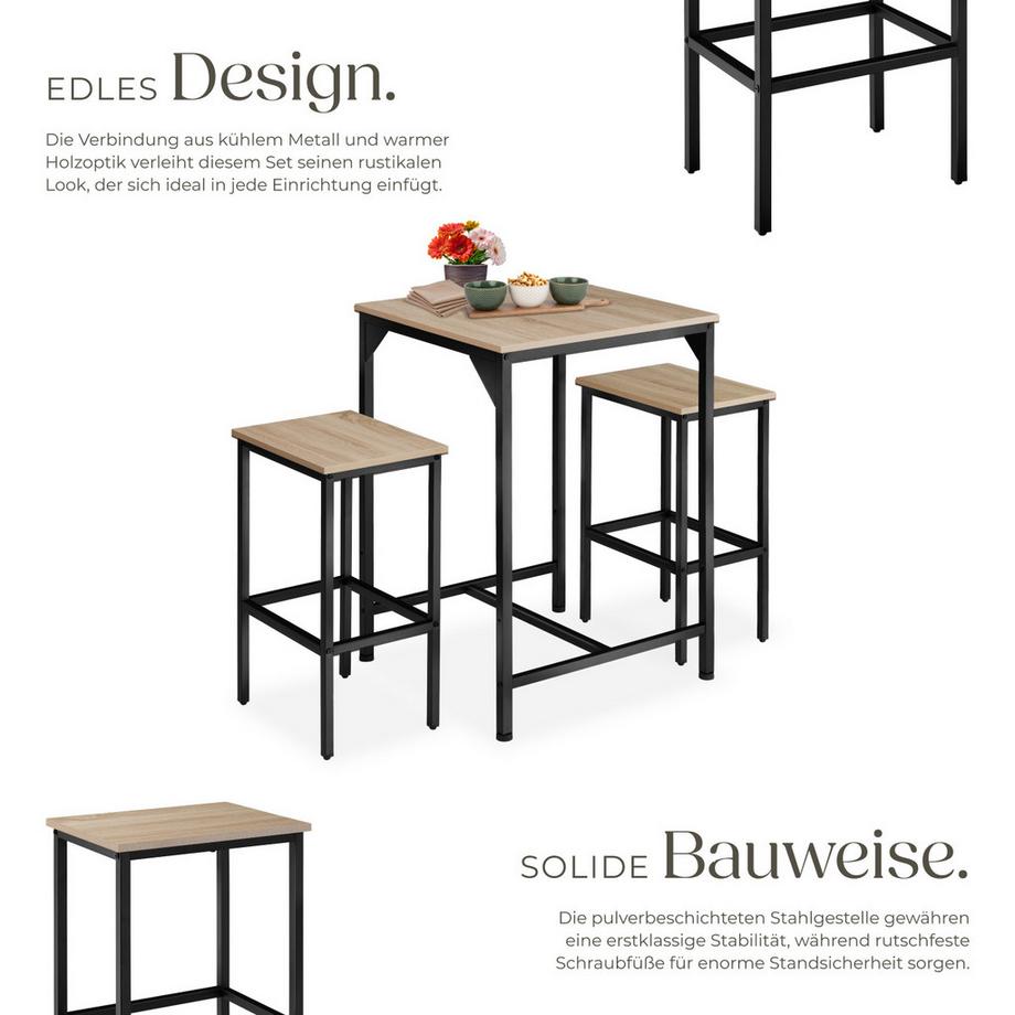 Tectake Ensemble de bar INVERNESS en 3 parties  