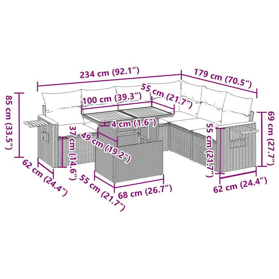 VidaXL Ensemble de canapés de jardin rotin synthétique  