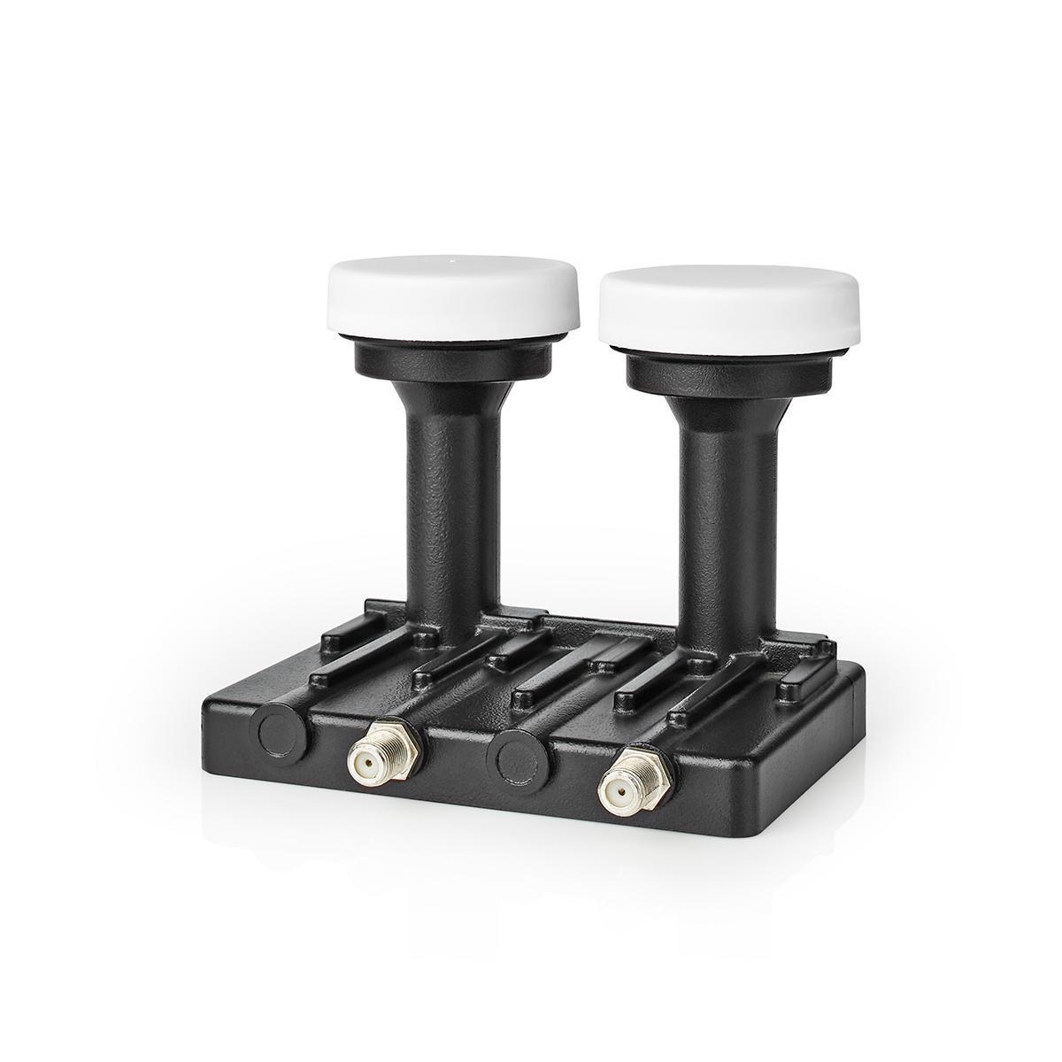 Nedis  LNB | Twin Monoblock 6.0° | Connecteur de sortie : 2x connecteur F | Gamme de facteur de bruit : 0.85 dB | Gain de conversion : 52 - 67 dB | Noir | Convient pour : Astra+ / Hotbird 