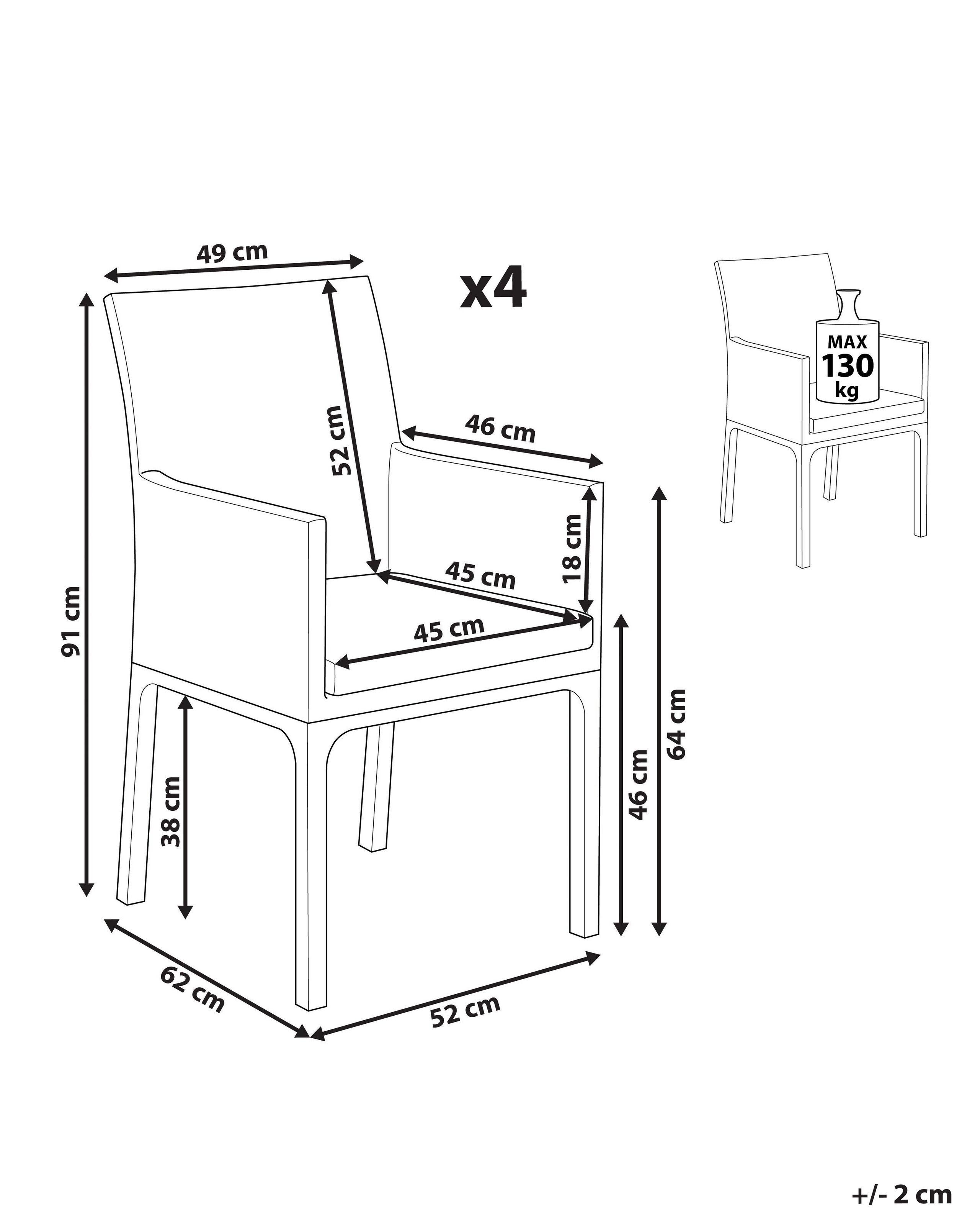 Beliani Lot de 4 chaises de jardin en Tissu Moderne BACOLI  