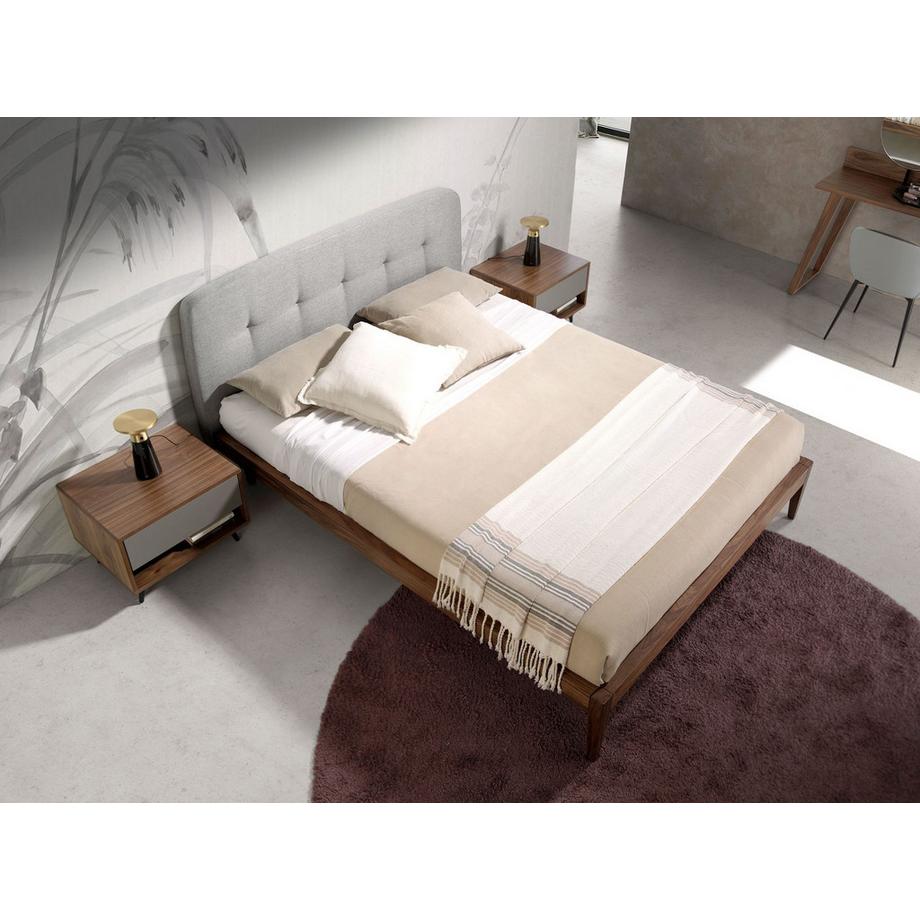 ANGEL CERDA Lit tufté en tissu gris  