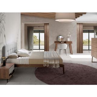 ANGEL CERDA Letto in tessuto grigio trapuntato  