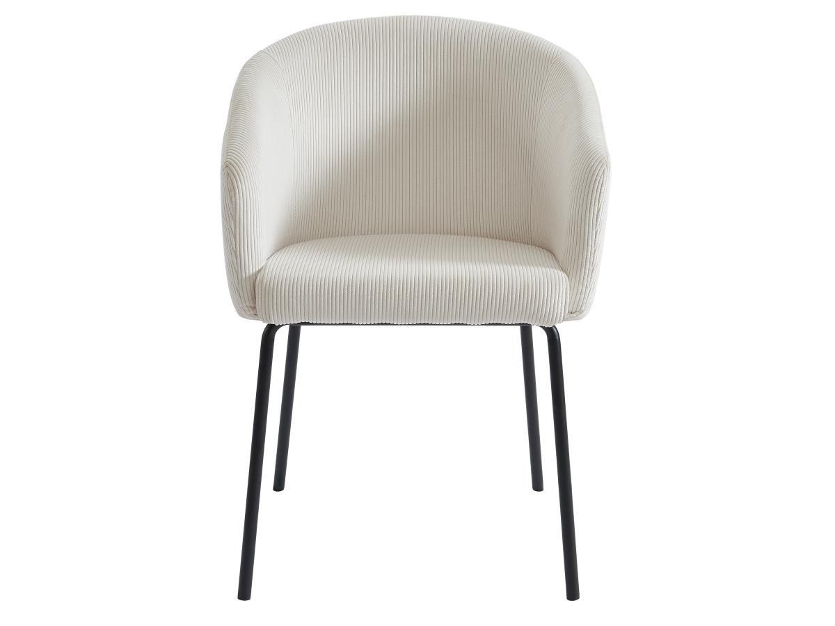 PASCAL MORABITO Lot de 2 chaises avec accoudoirs en velours côtelé et métal - Crème - MORONI de Pascal MORABITO  