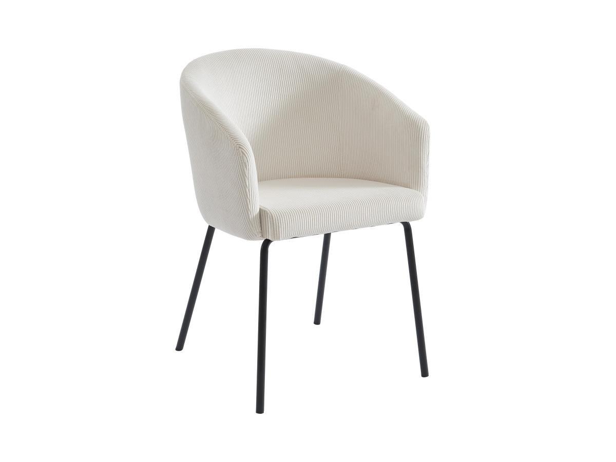 PASCAL MORABITO Lot de 2 chaises avec accoudoirs en velours côtelé et métal - Crème - MORONI de Pascal MORABITO  