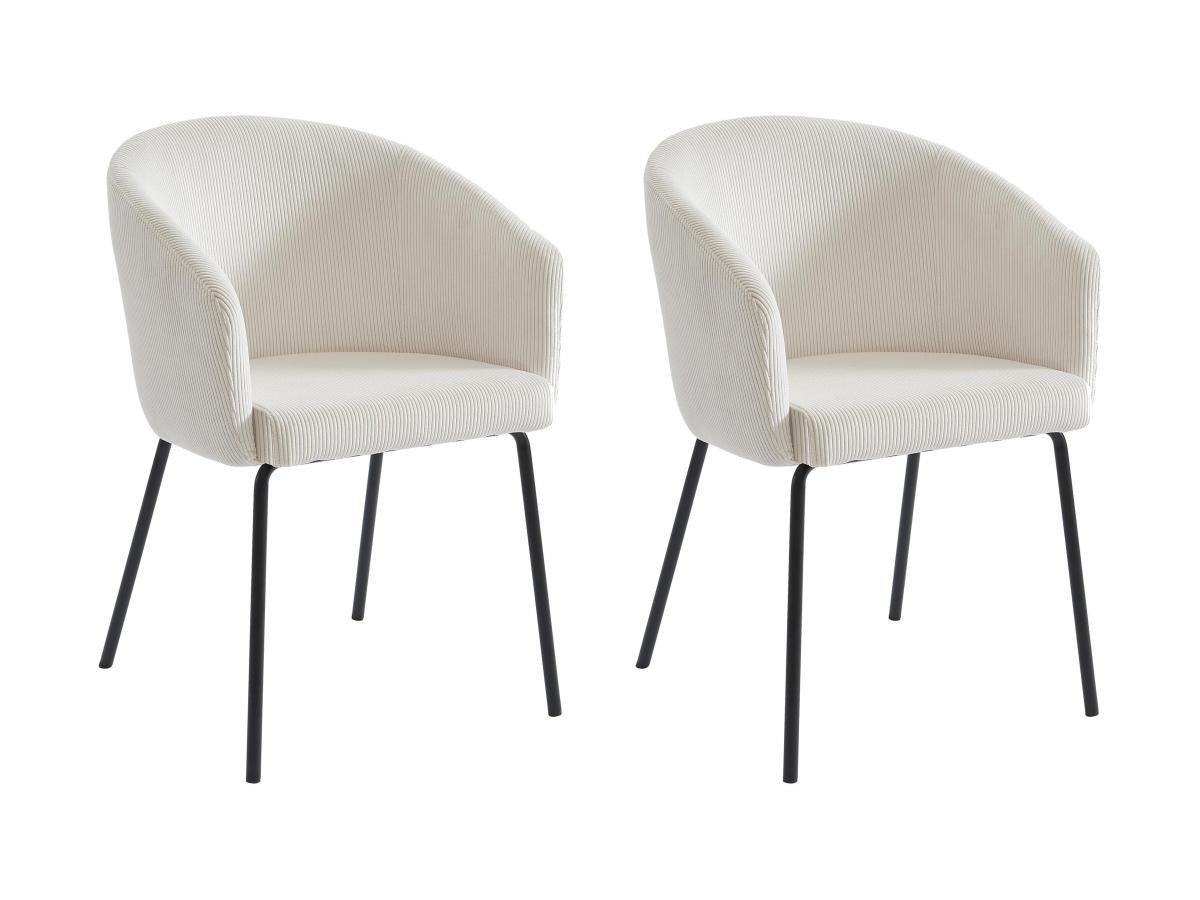 PASCAL MORABITO Lot de 2 chaises avec accoudoirs en velours côtelé et métal - Crème - MORONI de Pascal MORABITO  