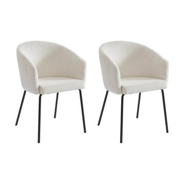 Lot de 2 chaises avec accoudoirs en velours côtelé et métal - Crème - MORONI de Pascal MORABITO