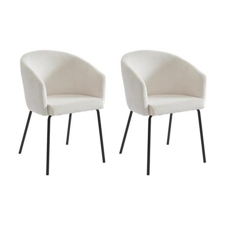 PASCAL MORABITO Lot de 2 chaises avec accoudoirs en velours côtelé et métal - Crème - MORONI de Pascal MORABITO  