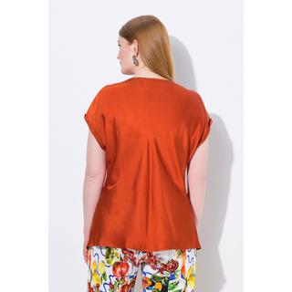 Ulla Popken  Blusa classica e smanicata in raso con scollo a girocollo 