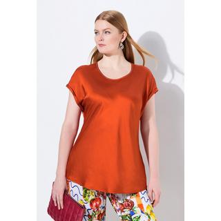 Ulla Popken  Blusa classica e smanicata in raso con scollo a girocollo 