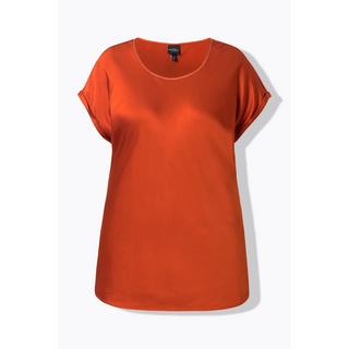 Ulla Popken  Blusa classica e smanicata in raso con scollo a girocollo 