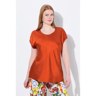 Ulla Popken  Blusa classica e smanicata in raso con scollo a girocollo 