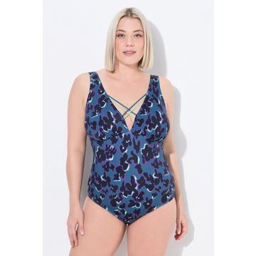 Maillot de bain avec bonnets souples et rubans fantaisie, motif taches, matières recyclées