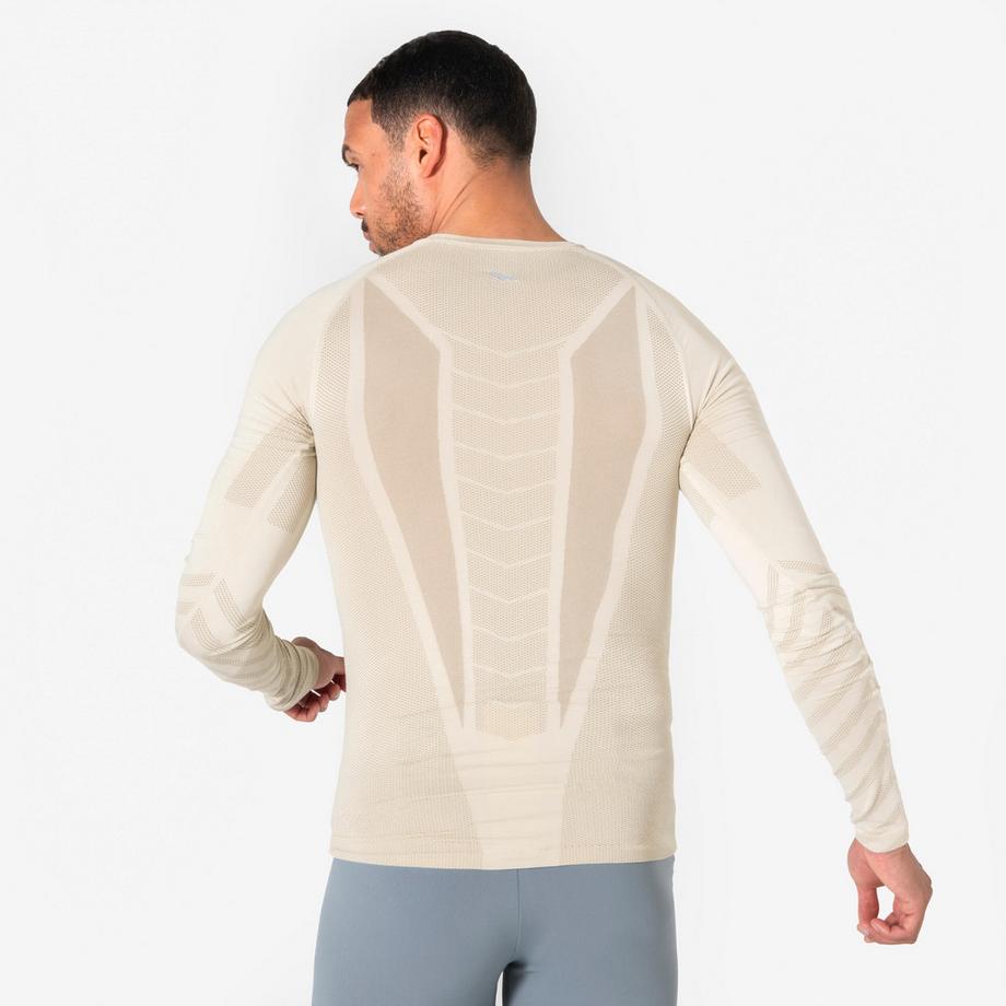 KIPRUN  Langarm-Shirt Slim  – Kiprun Run 500, nahtlos, Beige 