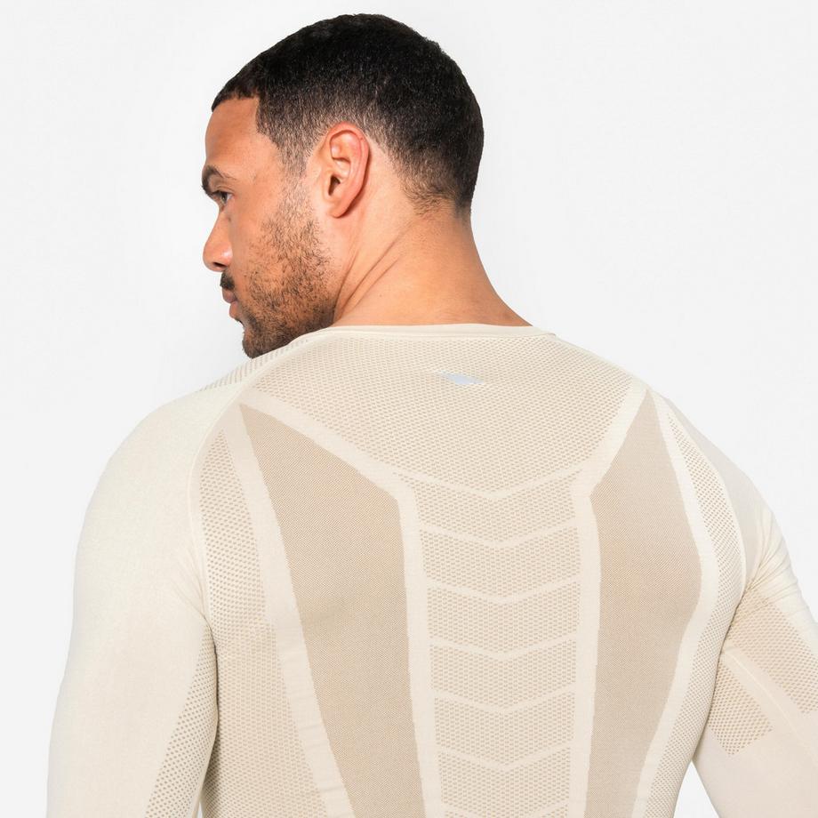 KIPRUN  Langarm-Shirt Slim  – Kiprun Run 500, nahtlos, Beige 