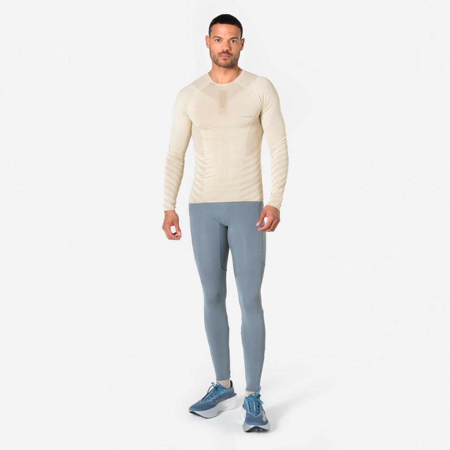 KIPRUN  Langarm-Shirt Slim  – Kiprun Run 500, nahtlos, Beige 