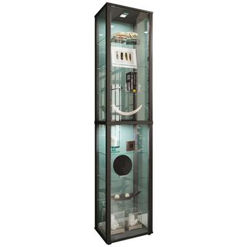 Glasvitrine stehend | Vitrine Glas mit ESG-Sicherheitsglas | Maße ca. H. 227 x B. 50 x T. 38 cm | Standvitrine Glas | Modern und platzsparend | Glas
