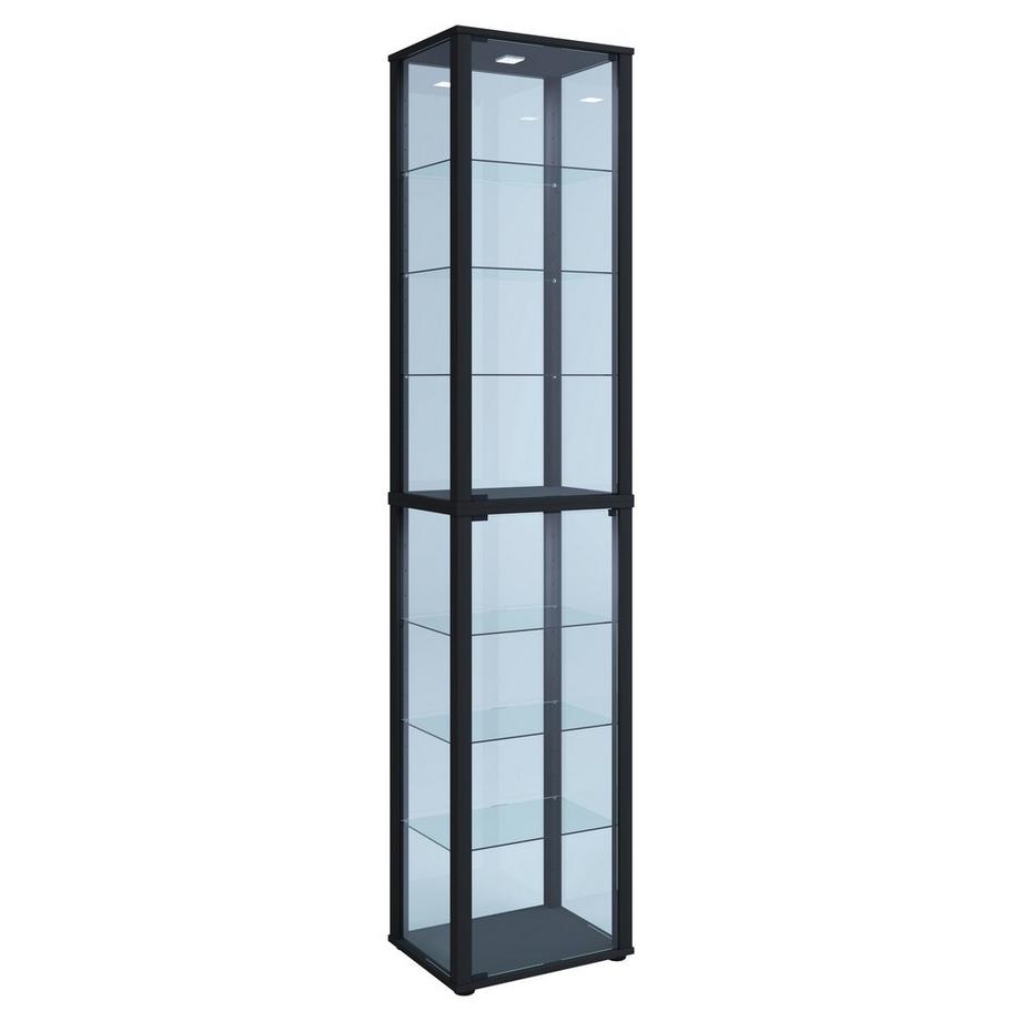 VCM Glasvitrine stehend | Vitrine Glas mit ESG-Sicherheitsglas | Maße ca. H. 227 x B. 50 x T. 38 cm | Standvitrine Glas | Modern und platzsparend | Glas  