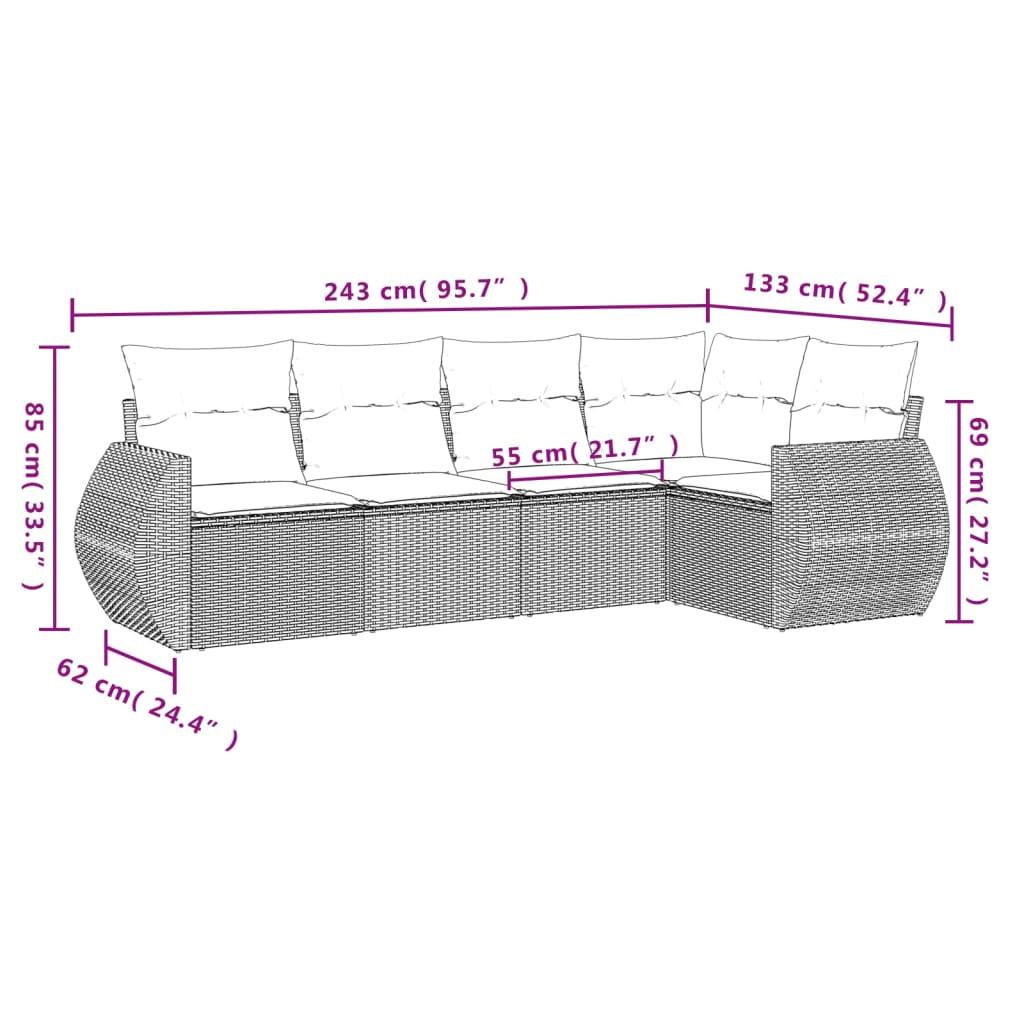 VidaXL set divano da giardino Polirattan  