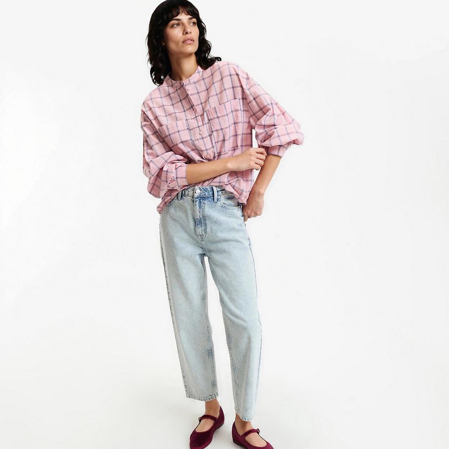 La Redoute Collections Rundhals Langarm Karoshirt  