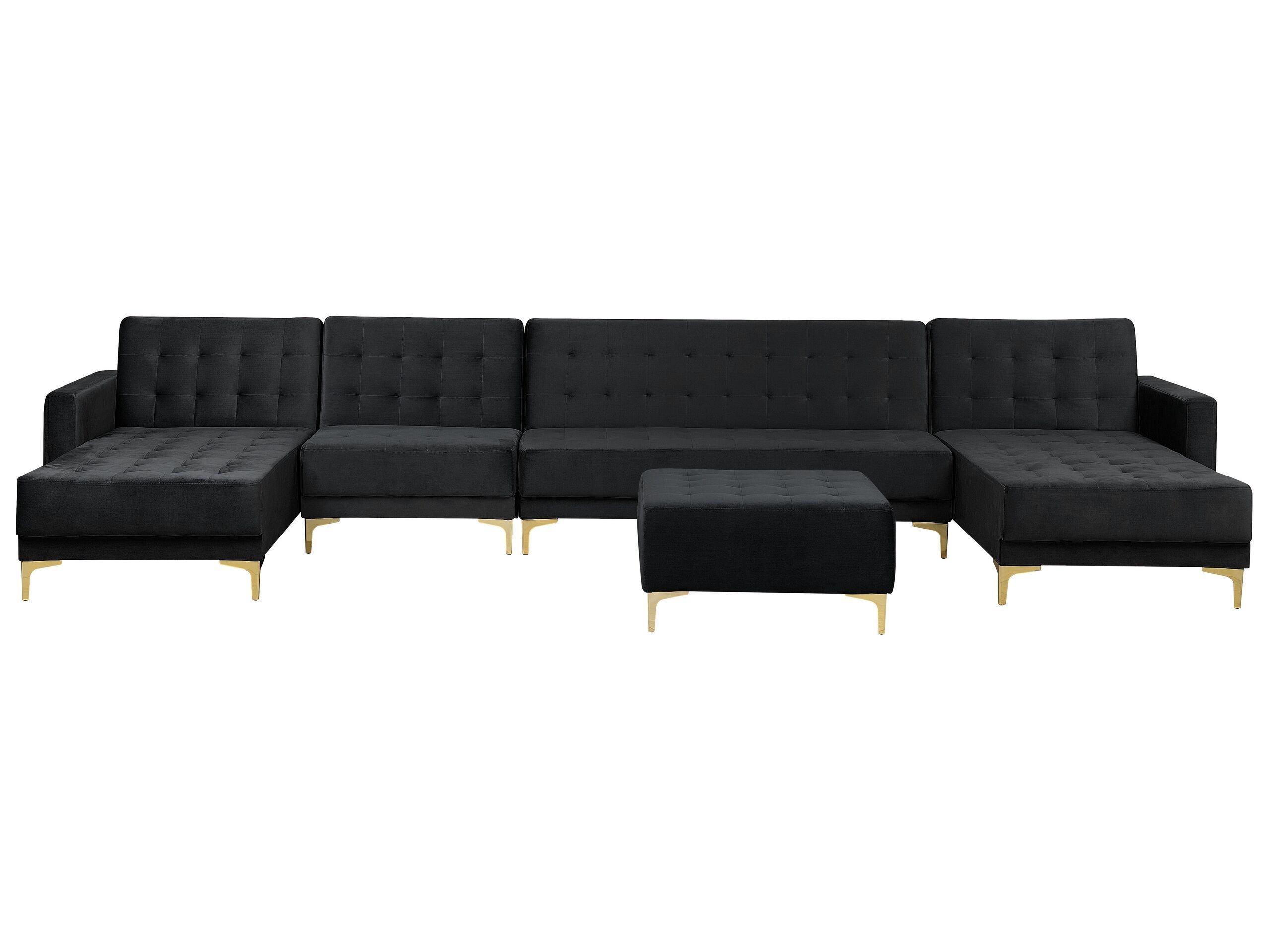 Beliani Grand canapé avec pouf ottoman en Velours Moderne ABERDEEN  