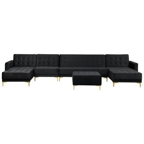 Beliani Grand canapé avec pouf ottoman en Velours Moderne ABERDEEN  